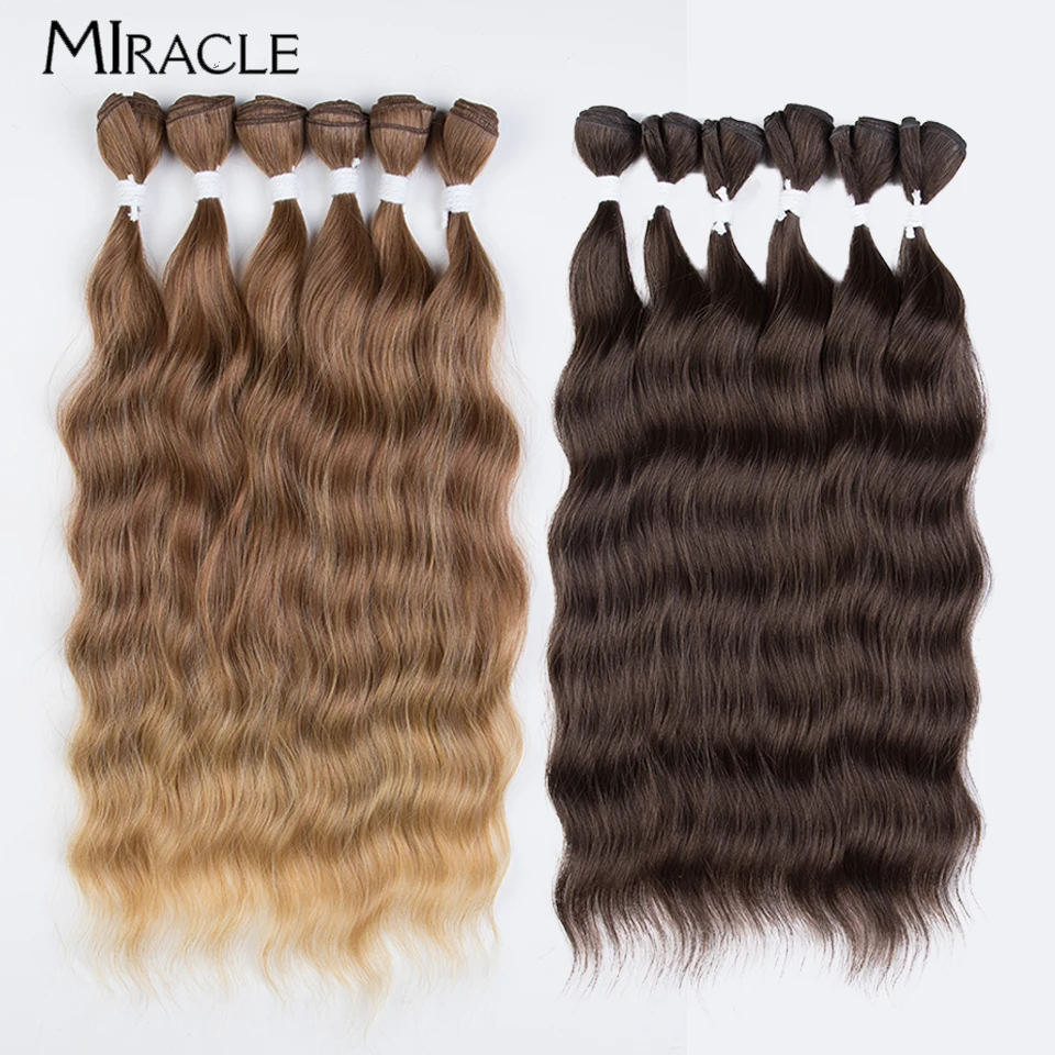 MIRACLE 6PCS Artificial Hair Extensions 20‘’ Body Wave Hair Weaves Bundles Synthetic Long Hair Extensions Cosplay Hair Weaving