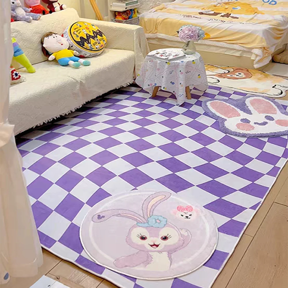 

Fashion Minimalist Retro Checkerboard Living Room Large Area Trendy Carpet Bedroom Girl Color Decoration Fluffy Thick Soft Rug