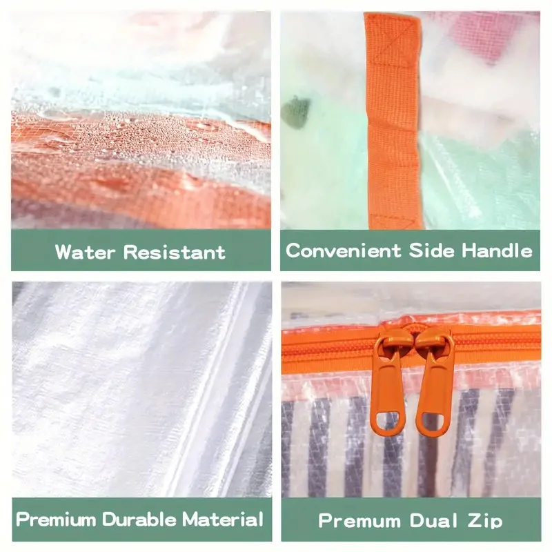 Extra Large Heavy Duty Clear Moving Bag with Handle and Zipper Storage Bag for Organizing Moving 3