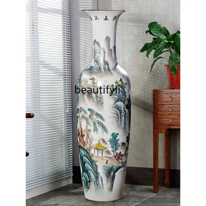 

Jingdezhen Ceramic Floor Vase Chinese Living Room and Hotel Famous Decoration Porcelain Ornaments desk decoration