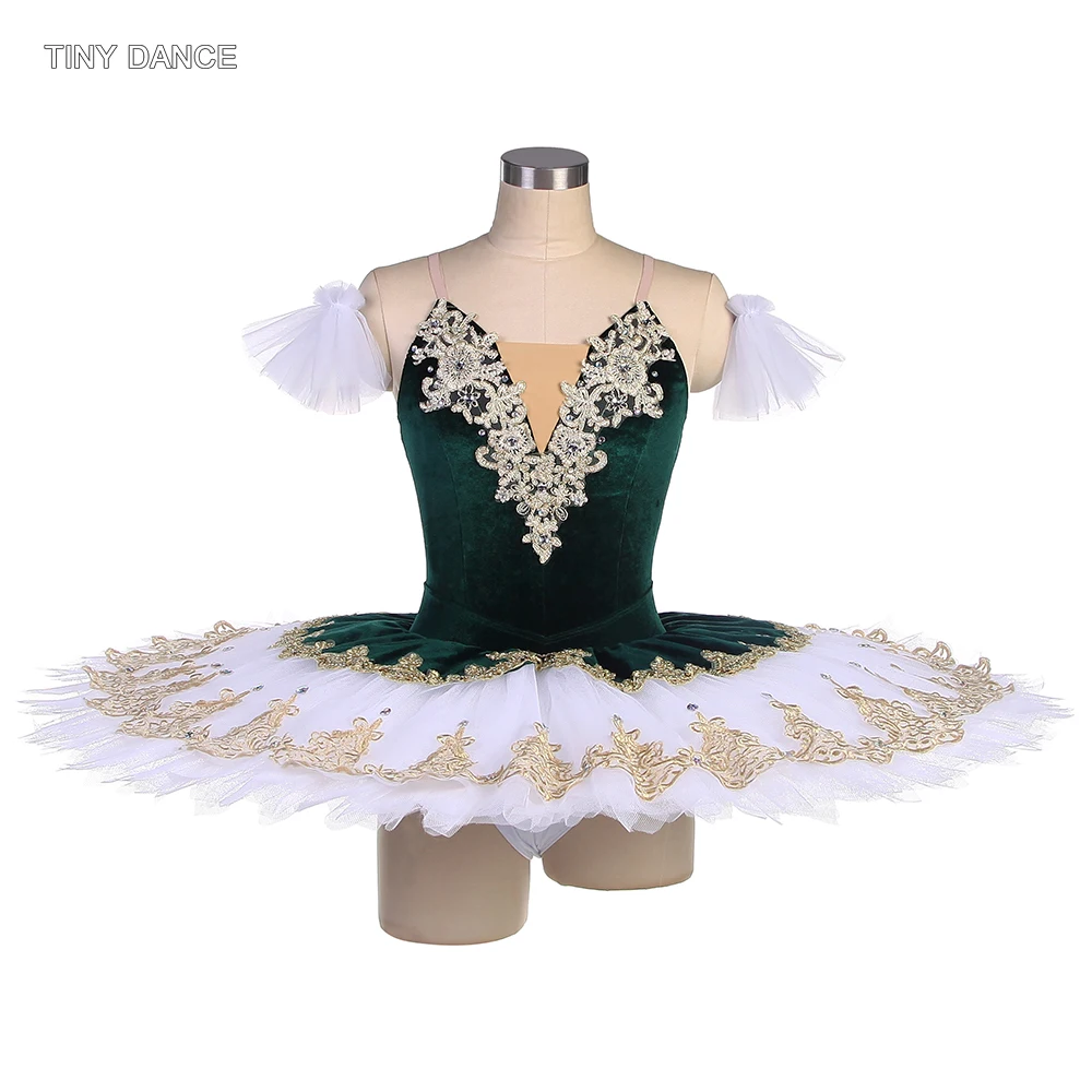 

Зеленый Бархатный лиф, профессиональная балетная танцевальная пачка для взрослых и девушек, женское платье для выступлений, белая плиссированная юбка-пачка BLL556