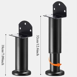Set of 4 Adjustable Telescopic Furniture Legs for Cabinet or Vanity Height Adjustment (Black - 4pcs)