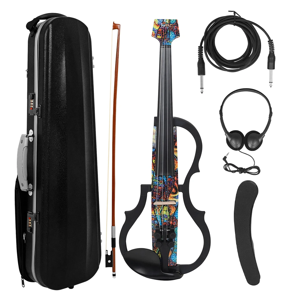 IRIN Colorful 4/4 Electro Acoustic Violin Intelligent Silent Electroacoustic Violin Earphones Connecting Fiddle Accessories