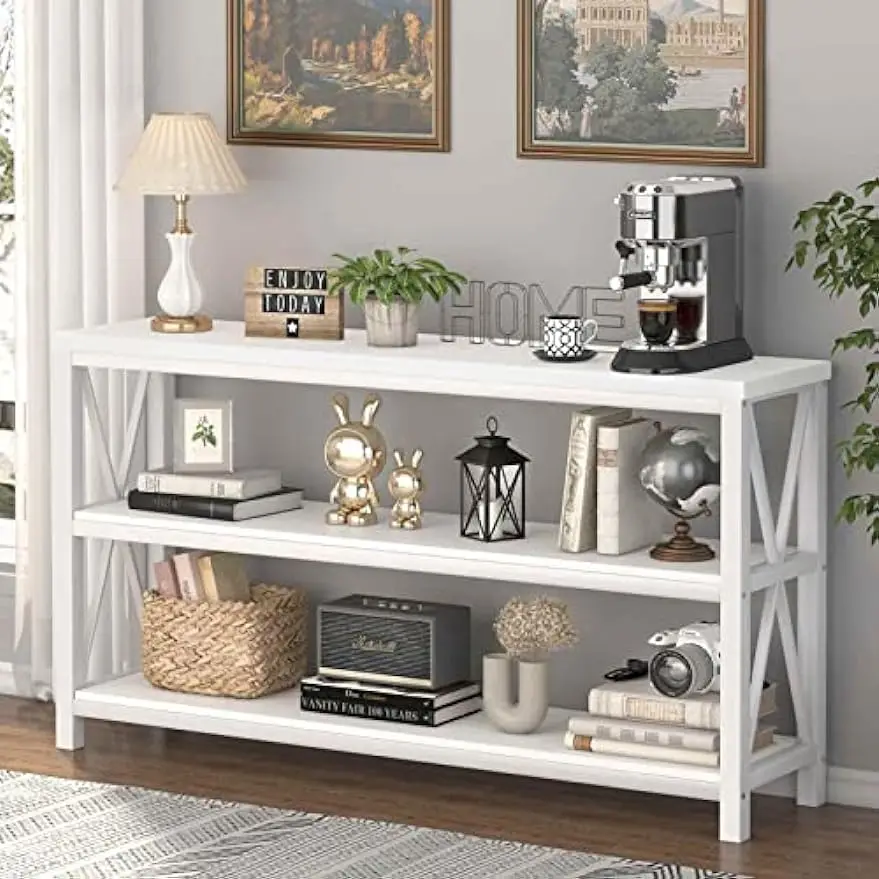 FATORRI Console Table and Corner Shelf Stand (White Oak)