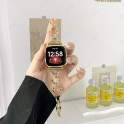 Luxury Stainless Steel Chain Strap Bracelet for Fitbit Versa & Sense Series (Golden)