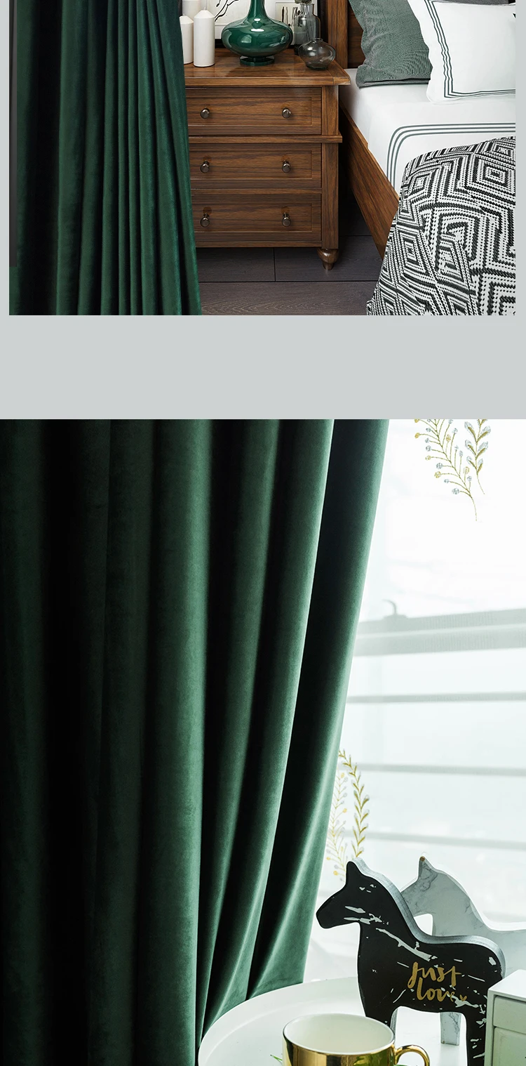 Dark Green Velvet Curtains - Luxury 80 Blackout Window Drapes for Living Room and Bedroom