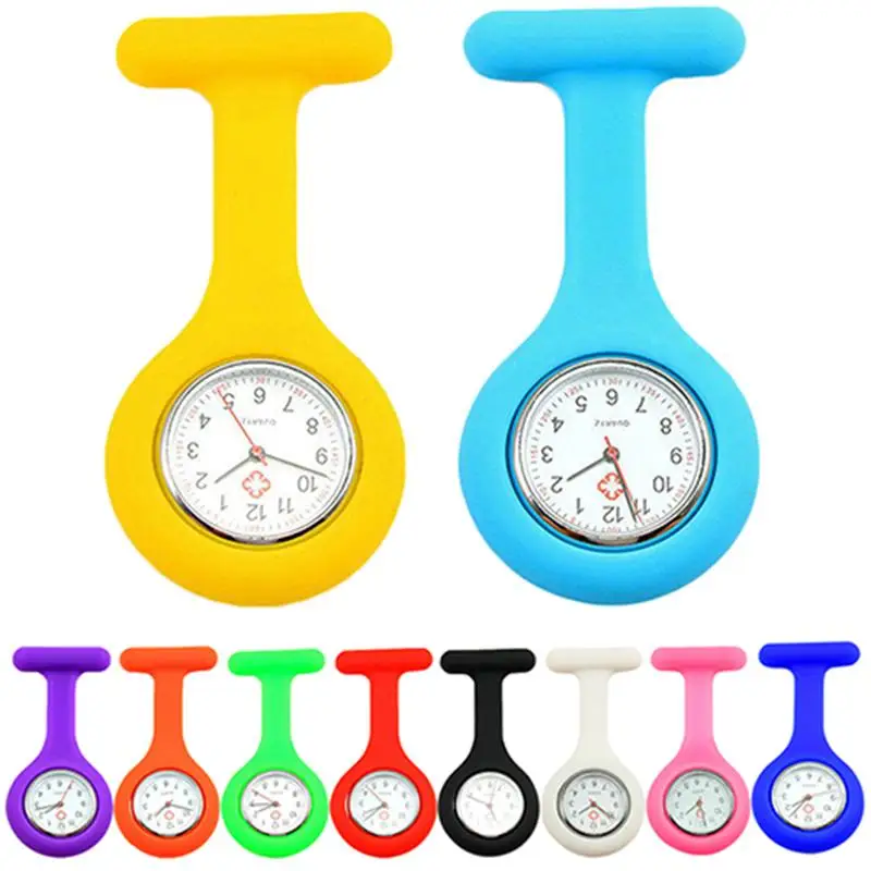 

New Solid Color Clip On Analog Digital Cute Silicone High Quality Nurse Watch Brooch Fob Pocket Tunic Quartz Movement Watch