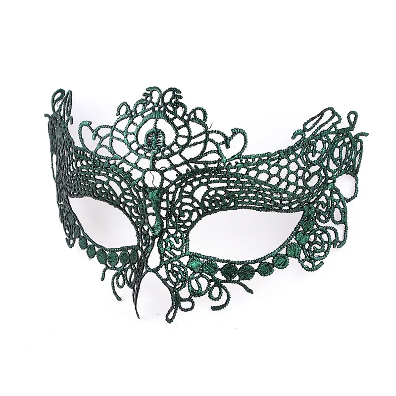 Green Color Shaped Ladies Sexy Lace Masquerade Mask for Carnival Halloween Christmas Ball Party Supplies