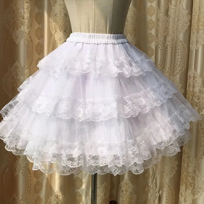 

3 Layers Petticoat Crinoline For Women Lolita Cosplay Skirt Princess Costume Lace Bridal Hoopless Ball Gown Underskirt Ladies