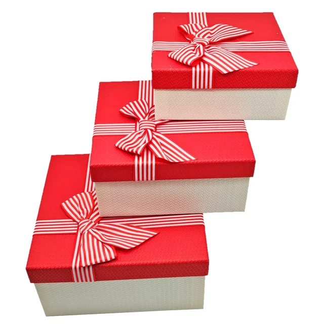 Juego de Cajas Decorativas Caja De Regalo Rojo Cartón (2 Unidades)