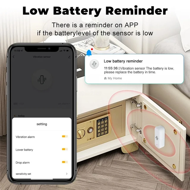 Zigbee Vibration Sensor With Tilt XYZ Axis Detection Real-Time Motion Shock Alarm Home Security Protection Support Zigbee2mqtt 5