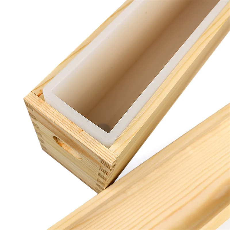 Large Capacity Rectangular Soap Mold with Wodden Box DIY Handmade Loaf Mould Silicone Liner Cold Process Soap Making Supplies