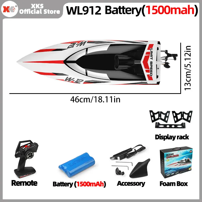 Wltoys-قارب كهربائي بجهاز تحكم عن بعد ، محرك بدون...