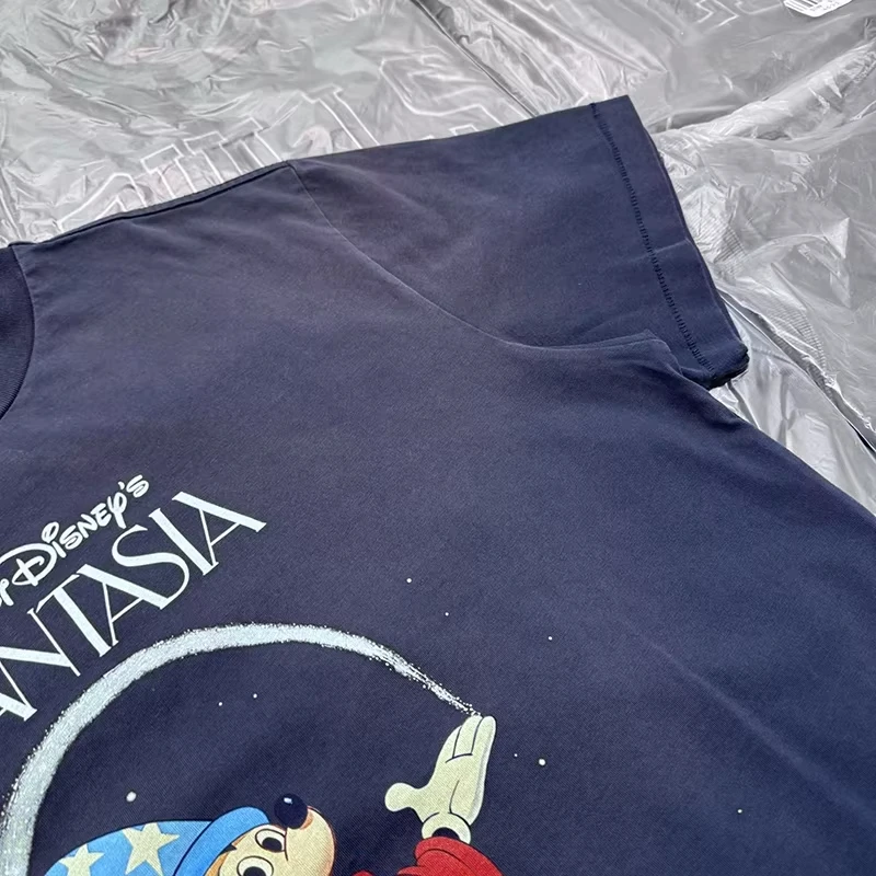 Men T Shirts Summer Street Heavyweight Washed Cartoon Anime Print Vintage Loose Fit Hip Hop Round Neck Short Sleeve