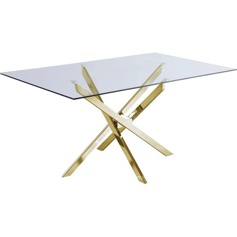 

Meridian Furniture Xander Collection Modern | Contemporary Tempered Glass Top Dining Table with Durable Metal Base, 60" W x 36"