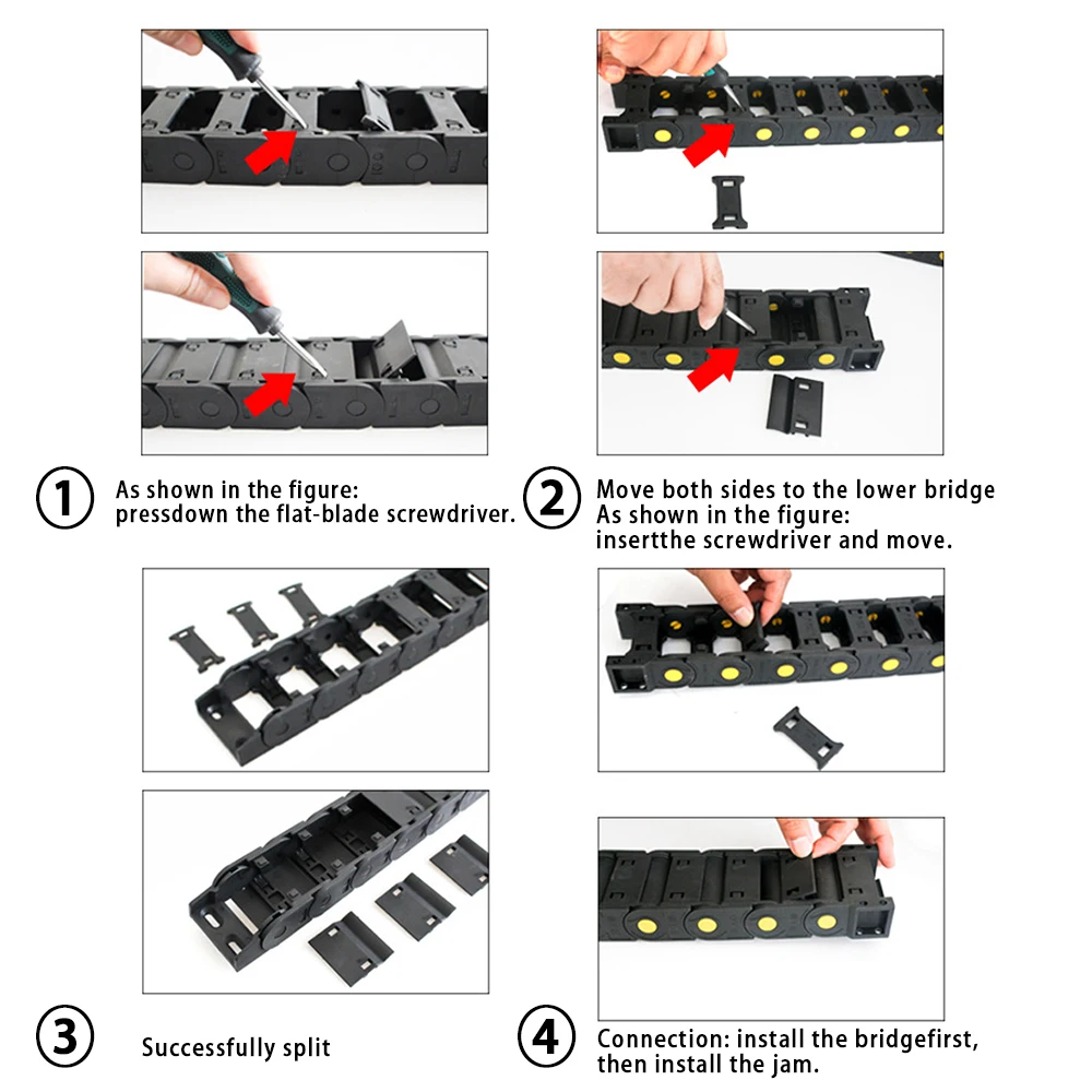 R28 15x15 15x20 15x30 15x40 Cable Chains Bridge Type Semi-enclosed Plastic Towline L 1m for CNC router for Plastic Cable Chain