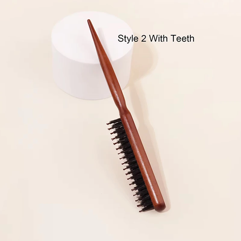 Professional Wooden Handle Hair Brushes with Natural Bristles - Set of 2