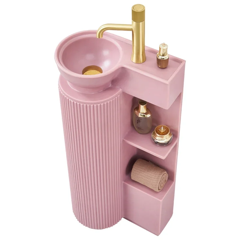 

XK Small Apartment Washstand Integrated Bathroom Floor Wash Basin Pedestal Personality Art