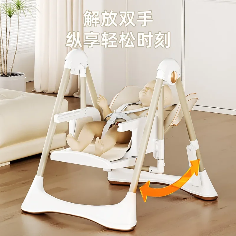 Swing Portable Baby High Chair Dining Rocking Chair Foldable Toddler Dining Table Cradle 2-in-1 Learning Rocking