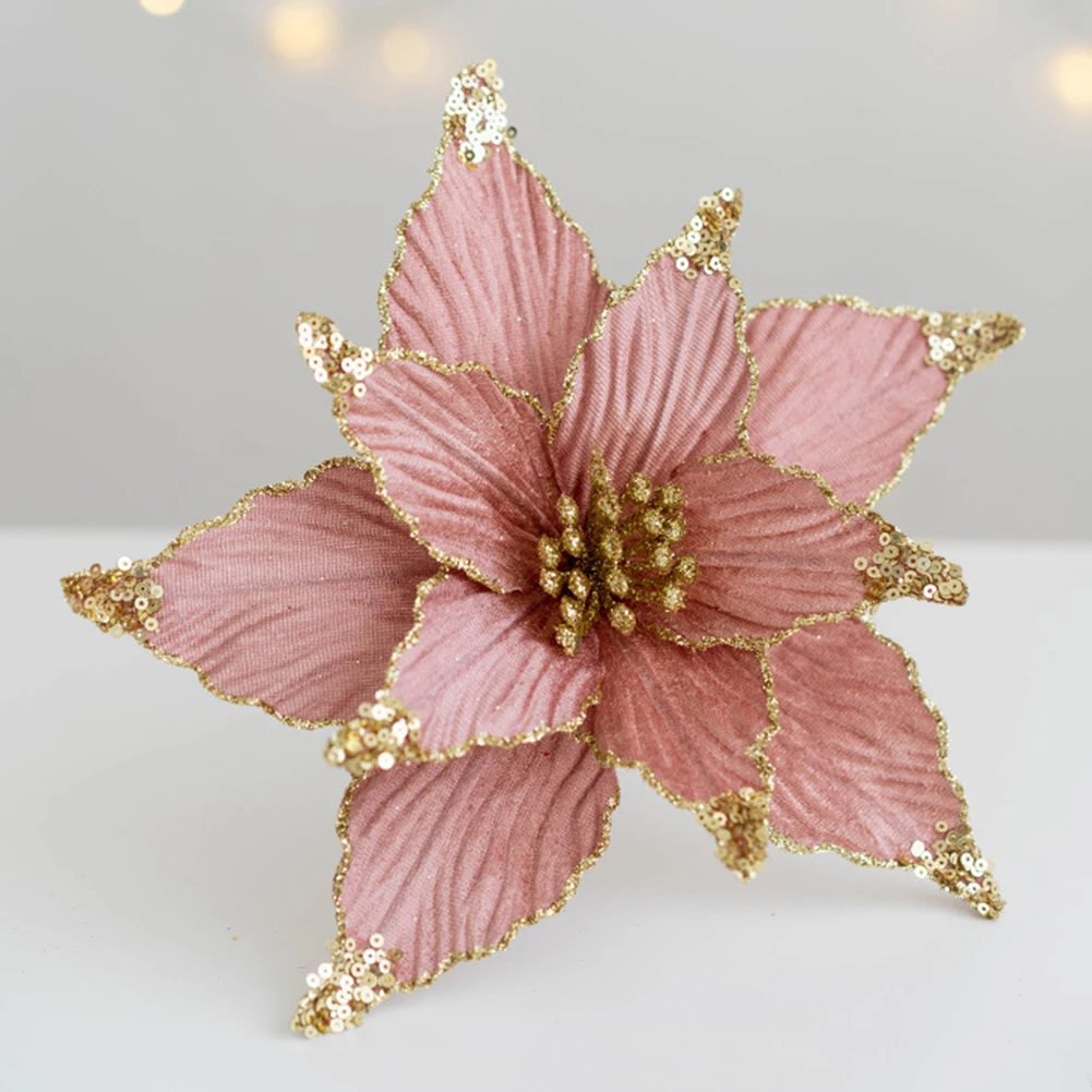 thumbnail image 1 of 1 corona de flores con purpurina para Navidad de 25 cm, adorno colgante para árbol de Navidad, para decoración de bodas, fiestas y el hogar, 1 of 5
