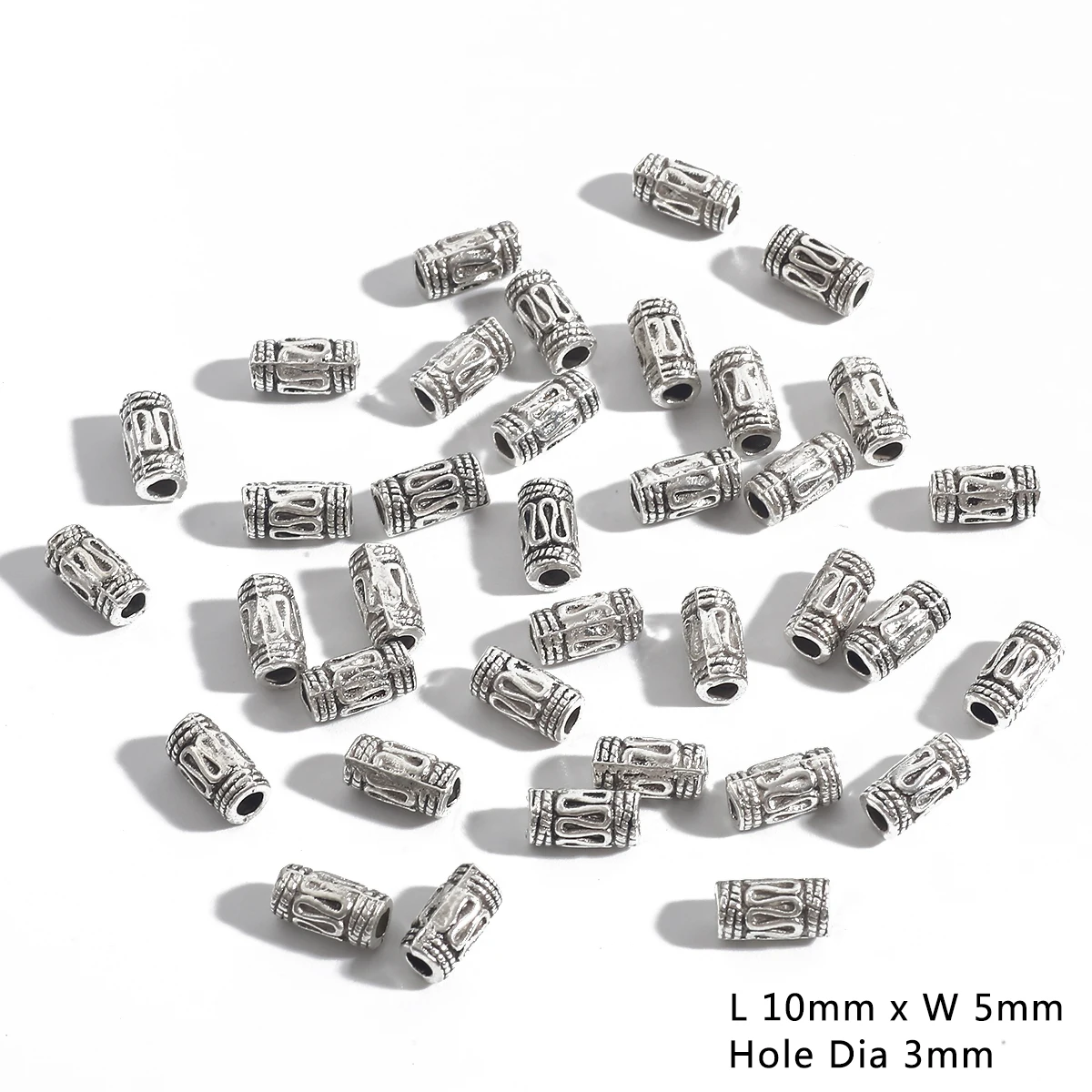 Set of 50/100 Vintage Silver-Tone Alloy Beads and Charms