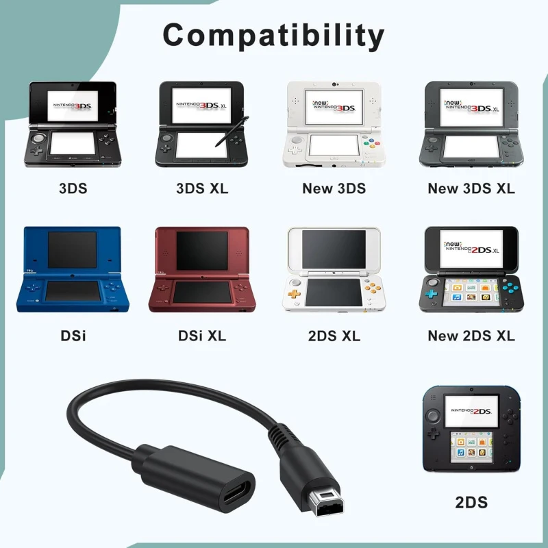 1Pc USB-C 입력 충전 변환기, 휴대용 Type-C-3DS 전원 케이블, Nintendo 2DS XL/LL, 새로운 2dsxl/2dsll, NDSI Handhe에 적합