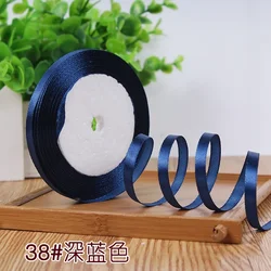 Luxurious Silk Satin Ribbon - 25 Yards of 1/4'' Single Face for Elegant Decor & Crafting (Dark blue)