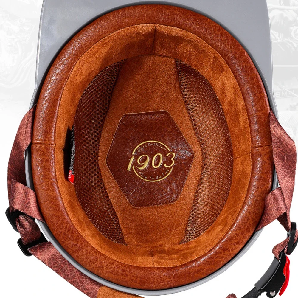 Motorcycle Retro Half Helmet Breathable Comfortable Lining Safety Buckle Street Fashion Trend Baseball Cap Scoop ABS Moto Helmet