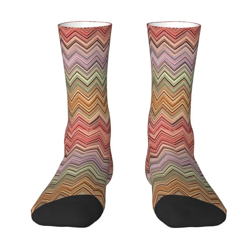 

Boho Vintage Contemporary Zig Zag Men's Crew Socks Unisex Fashion 3D Printed Multicolor Modern Dress Socks