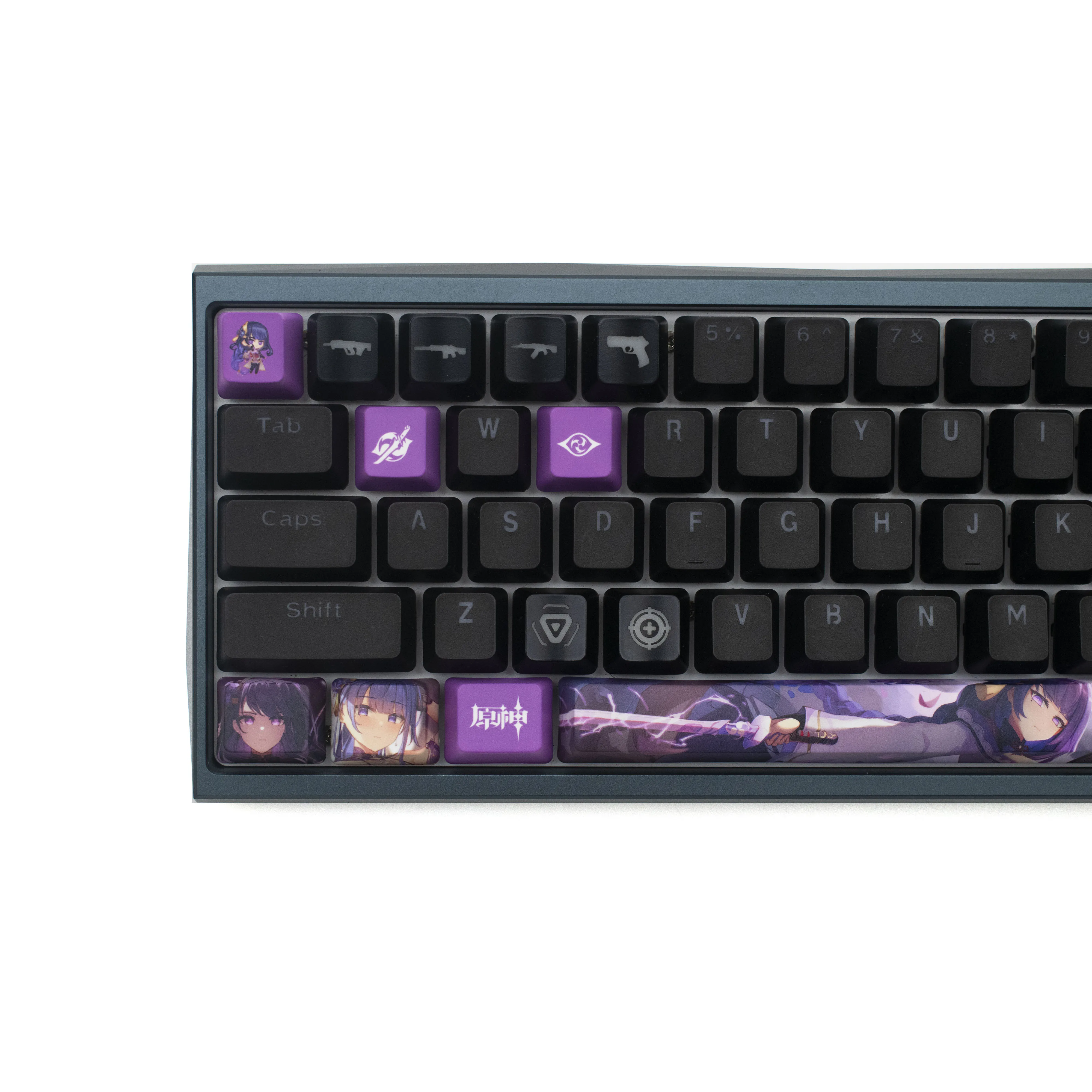 Genshin Impact Keycaps Raiden Shogun Perfil Oem 10 Chaves Pbt Dye Sub - Imagem 5