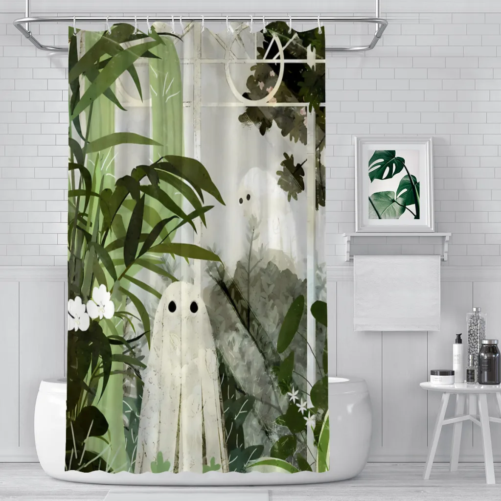 There's A Ghost in the Greenhouse Again Bathroom Shower Curtains