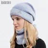 Xinbaoguan 60% acrylic 9859 Korean version gradient color thickened warm ear protection and cold proof knitted hat two-piece set 4
