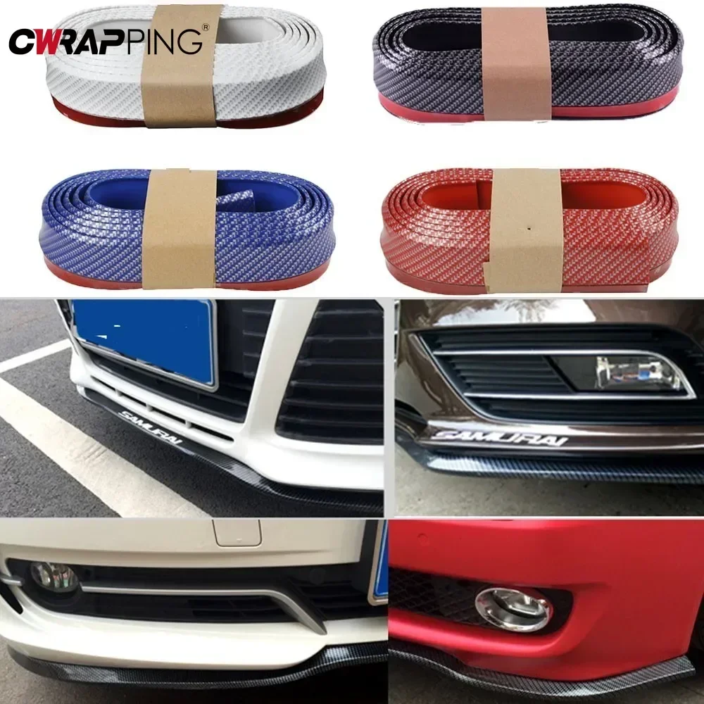 Bumper Protector 2.5M Car Lip Skirt Exterior Mouldings Front Bumper Lip Universal Body Rubber Strip Anti Scratch