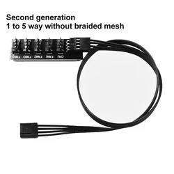 PWM Fan Hub Splitter Adapter for PC Cooling - Supports Up to 5 Fans (Pluggable out Weave)