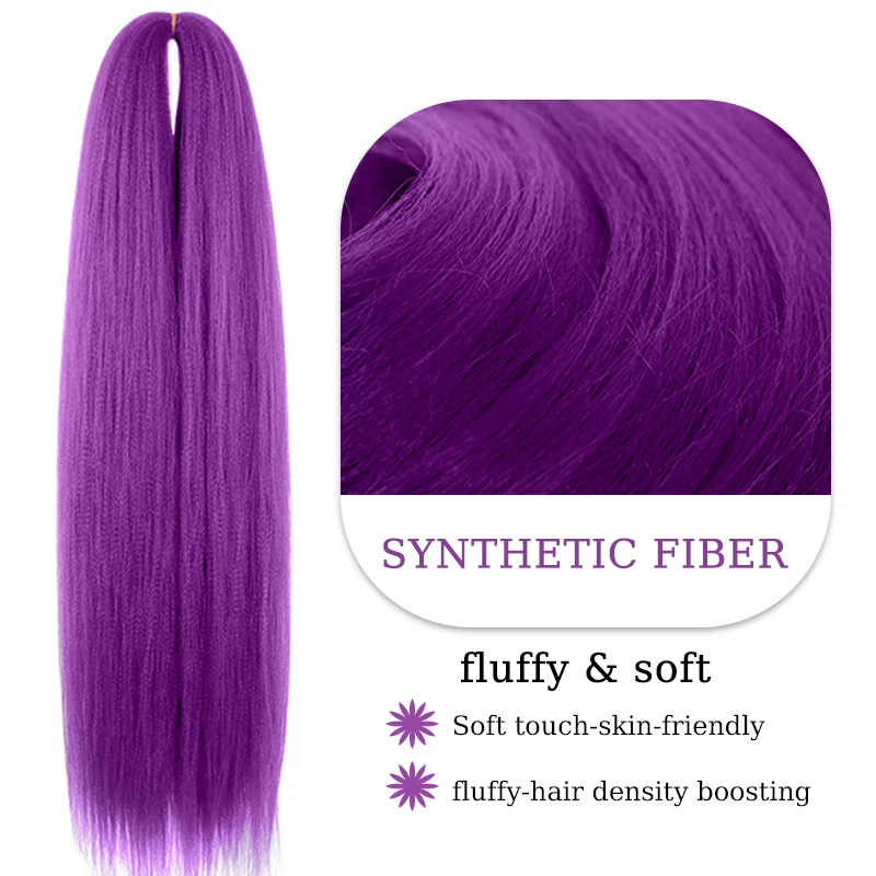 Braiding Hair Extensions Hairpiece Synthetic 14inch Pre Stretched EZ Braids For Kids Christmas&Festival Party Purple