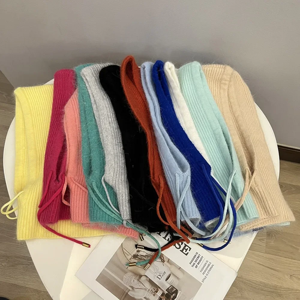 Winter Real Rabbit Fur Soft Balaclava Party Mask Hat Women Bib Caps Skiing Bicycle Cycling Outdoor Warm Sports Knitted 모자