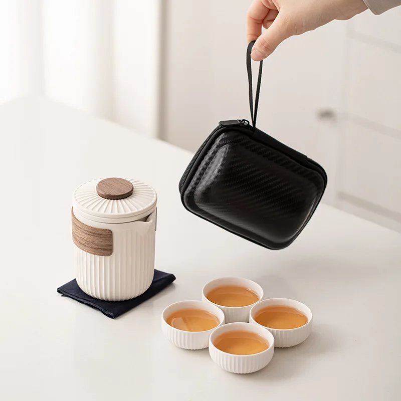 

Portable Outdoor Camping Quick Cup Portable Travel Tea Set One Pot Four Cup Small Set for Making Tea Pots and Drinking Tea Gifts