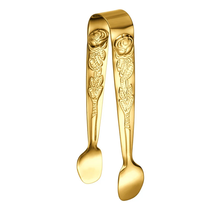 Snack Cake Clip Salad Pastry Clamp Buffet Food Tong Gold-plated Baking Barbecue Tool Vintage style Fruit Salad Cake Clip