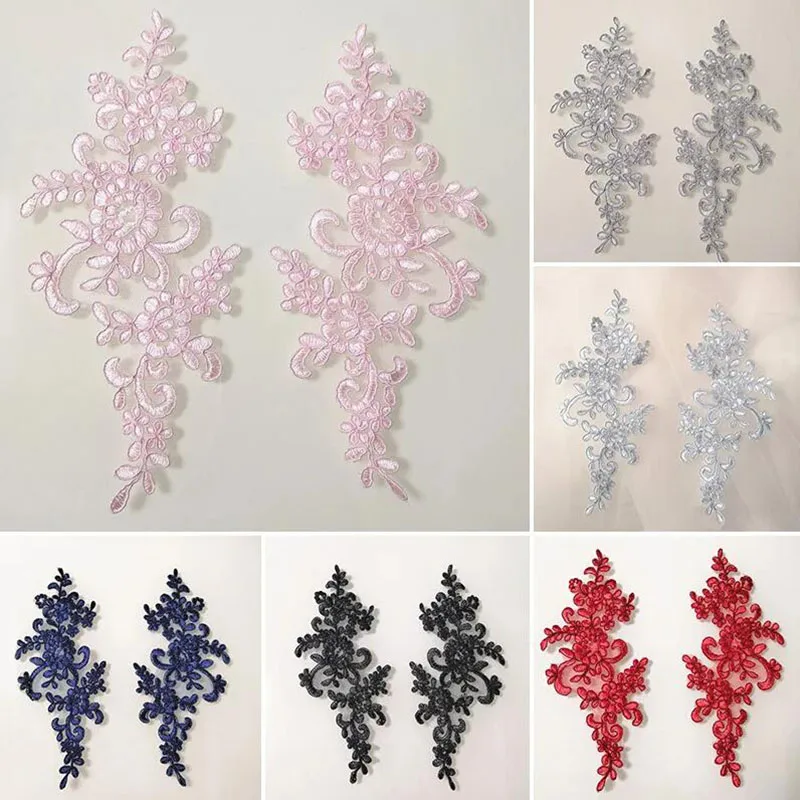 1 Pair Embroidery Applique Lace Patch For Evening Skirt Clothes  Repair Sewing On Accessories