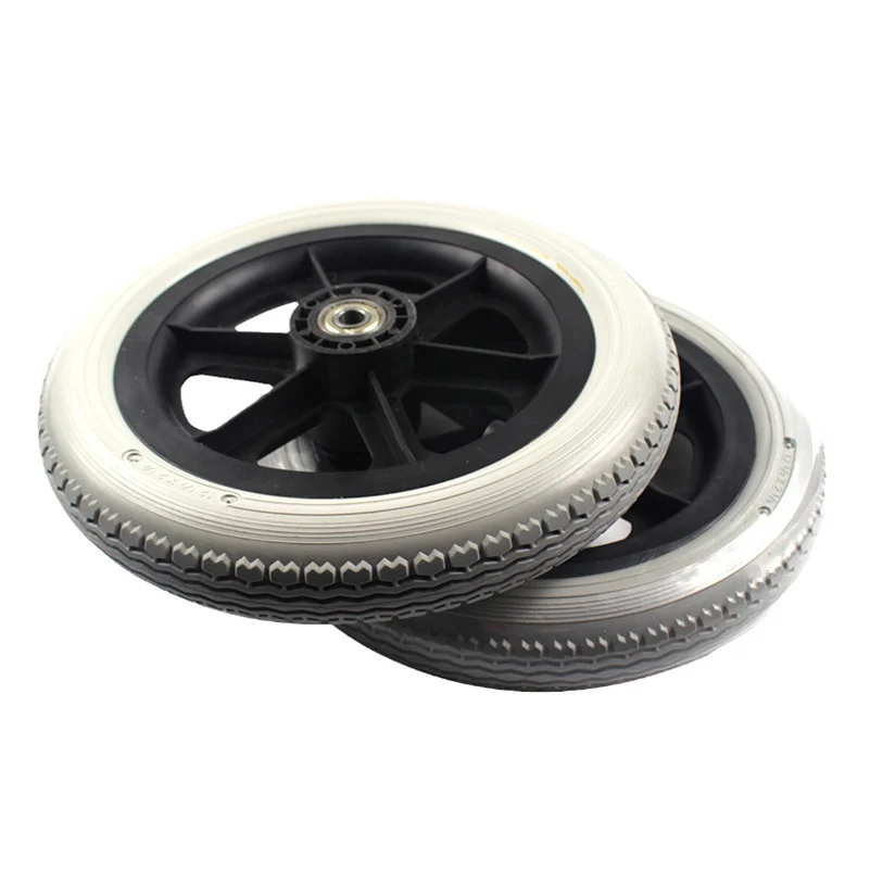 12-Zoll-PU-Rad, professionelles Rollstuhl-Hinterrad, Ersatzteil, Werkzeug, 12 1/2 x 2 1/4 solides, nicht pneumatisches Reifenrad – Detail 4