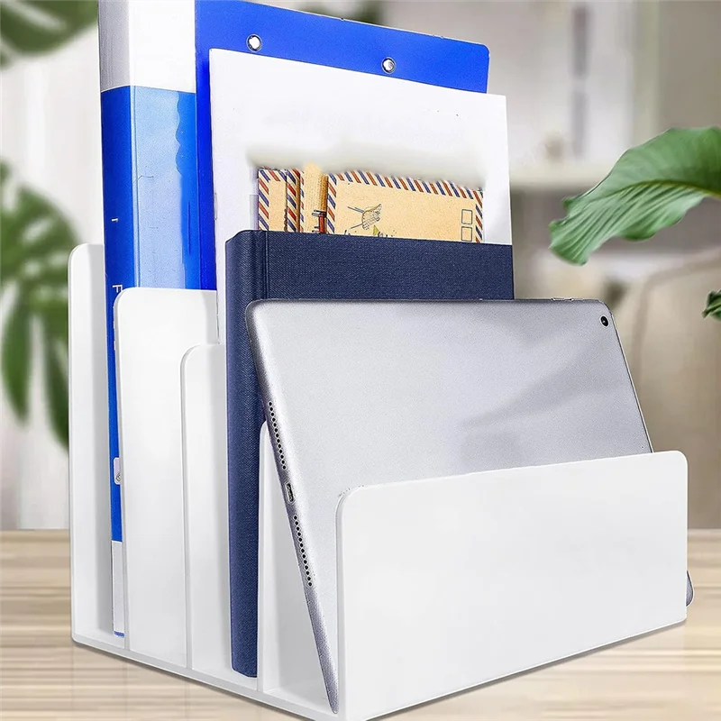 SOFT-Organizzatore di file da tavolo, classificatore di cartelle per riporre oggetti da scrivania a 4 partizioni e accessori per dispositivi elettronici di cancelleria per posta - immagine 4