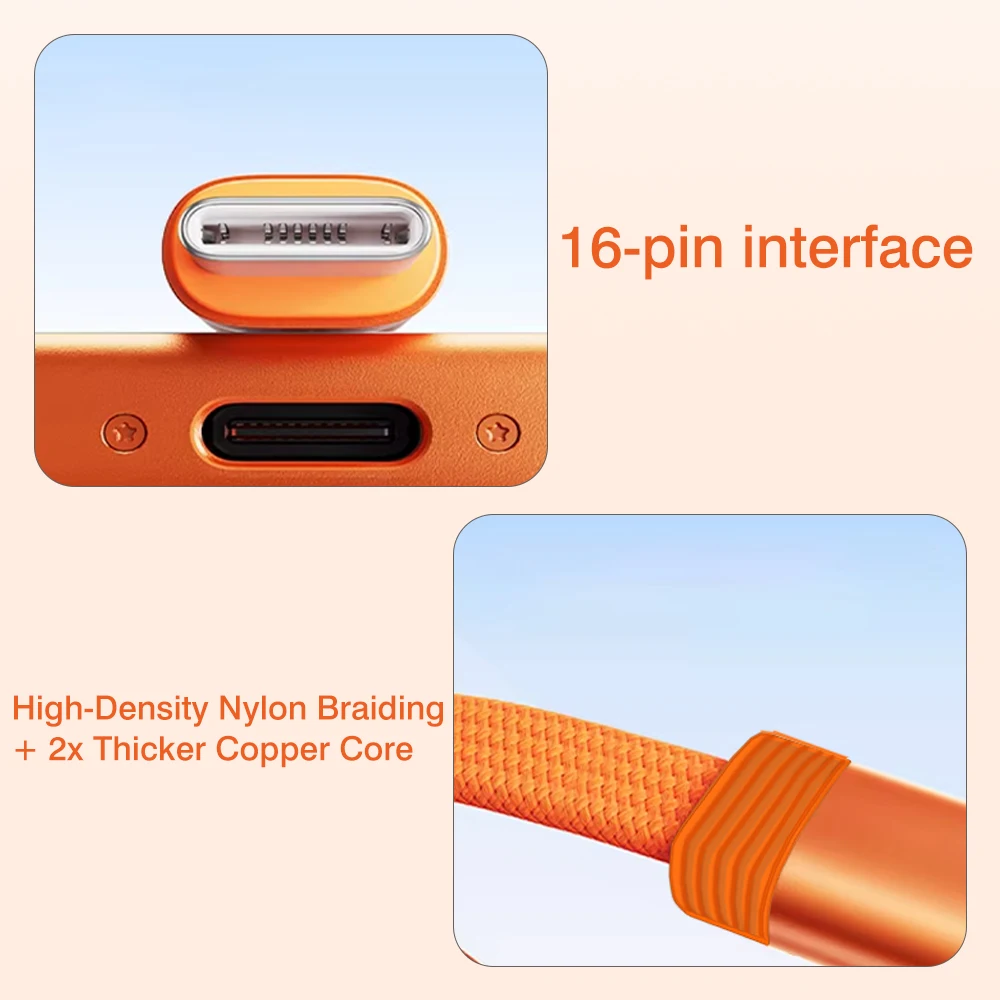 High-Speed 60W Type C to USB C Fast Charging Cable - Orange Blue