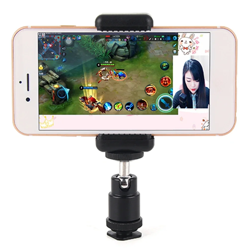 Ball Head Hot Shoe Adapter Tripod Mount Phone Clip Holder 1/4 Screw for Camera tripod ball head cold shoe ball head