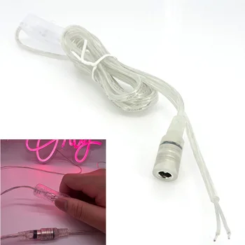 2M 22awg DC 12V 케이블 암 304 스위치 버튼 커넥터 연장 전원 공급 장치 코드, LED 스트립 조명 5.5xmm2.1mm 투명