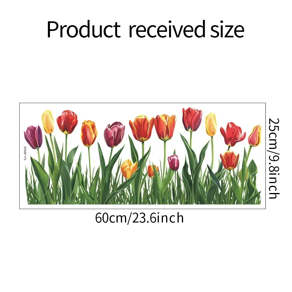 1PCS Fresh Painted Tulip Flower Glass Window Sticker