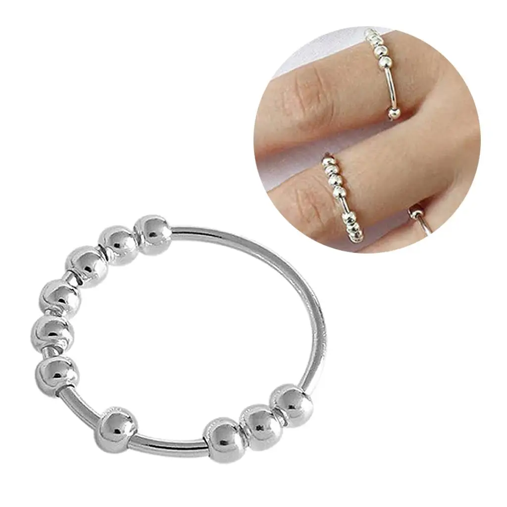 Silver Rotating Anti-Stress Ring, Anti-Stress Sensory Toy for Women, Silver Rotating Anti-Stress Ring, Anti-Stress Sensory Toy for Women,