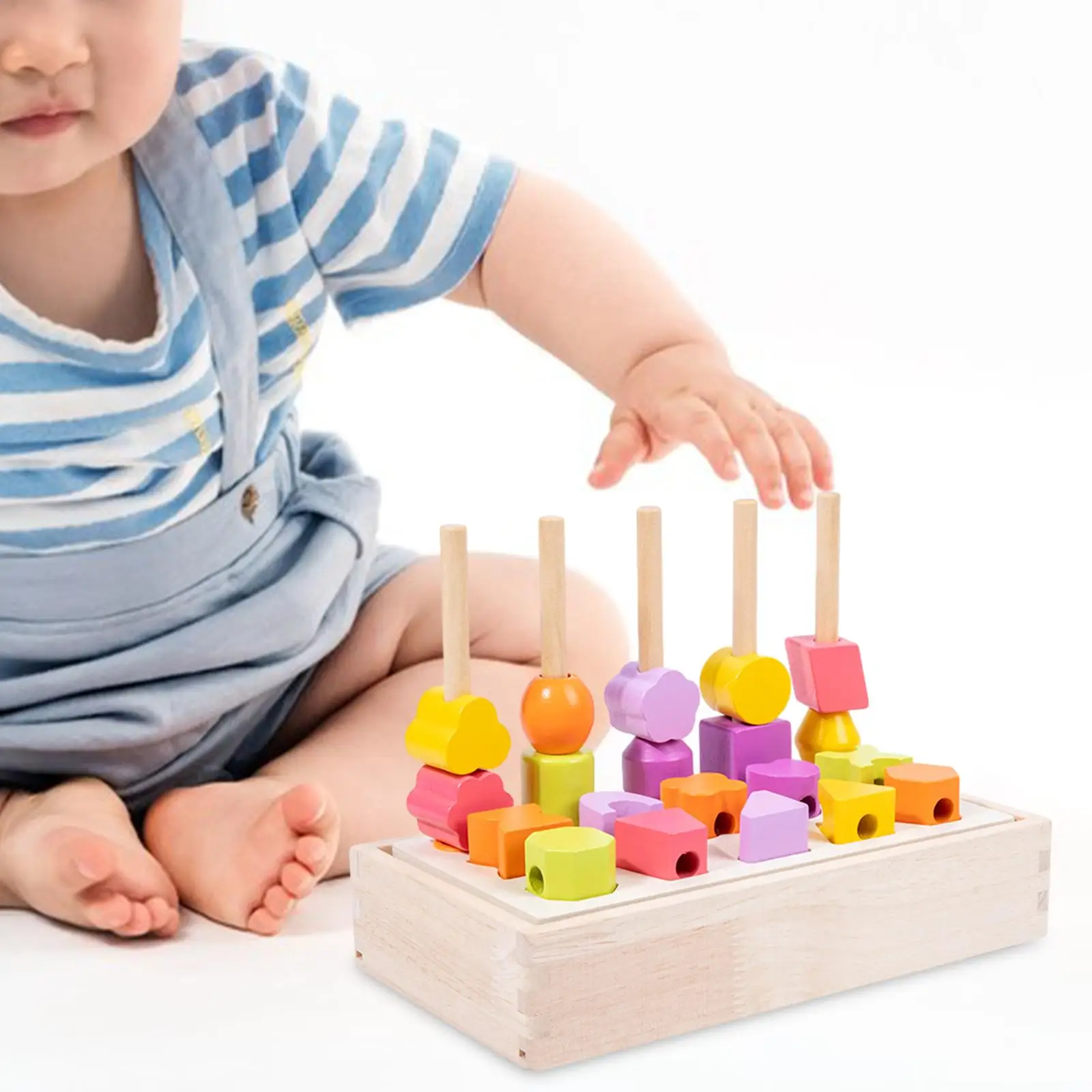 

Wooden Beads Sequencing Toy Early Education Montessori Threading Toys for Holiday Gifts 2 3 4 5 Year Old Kids Children Preschool