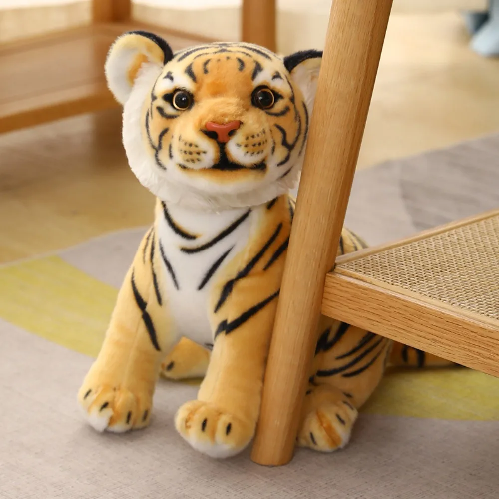 Tiger Simulation Baby Tiger Plush Toy Plush Soft Simulation Tiger Stuffed Toy White Yellow PP Cotton