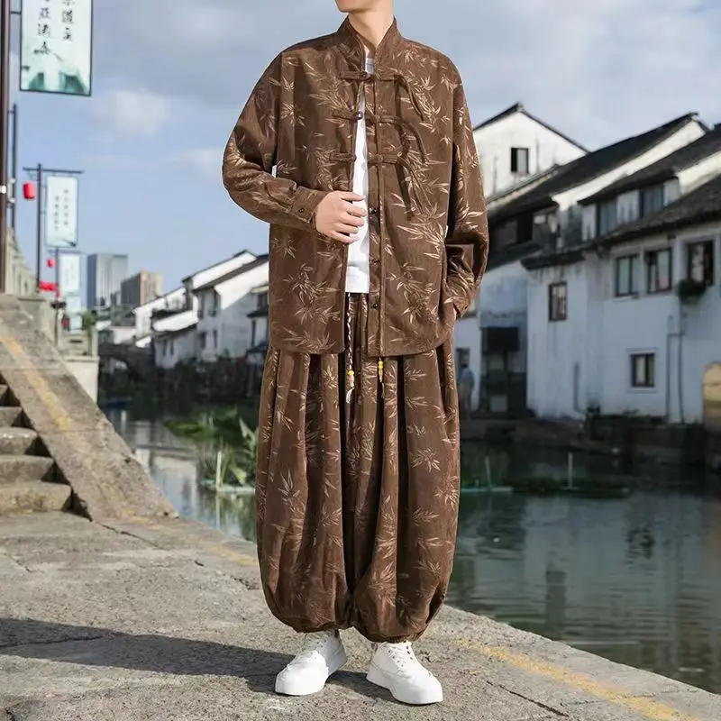 

Retro Chinese Style Men's Clothing Improved Hanfu Suit New Chinese Style Cloak Taoist Robe Tea And Zen Clothing