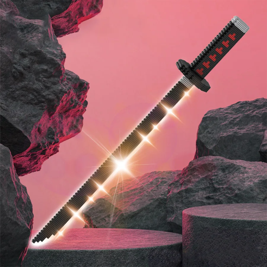 Animes Demon Slayer Yamato Swords Nichirin Knifes Blade Arms Equipage Accessories Game Model Toys Kids Brick Building Block 4